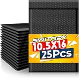 Switory 25Pack Padded Bubble Mailers Black 26.7x38cm Self-Adhesive Envelopes