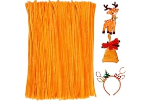 SHWAKK 180 Pieces Pipe Cleaners Chenille Stem, Orange Craft Pipe Cleaners, 11.8inch Christmas Pipe Cleaners Chenille Stems for DIY Art Crafts Decorations Supplies (Golden)