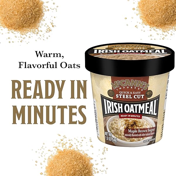 MCCANN’S IRISH OATMEAL INSTANT OATMEAL CUP, MAPLE BROWN SUGAR, 1.9 OUNCE (PACK OF 12)