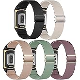 Folavii 5 Pack Stretchy Nylon Compatible with Fitbit Charge 6 Bands/Fitbit Charge 5 Bands for Women Men, Elastic Adjustable Straps Sport Replacement Wristbands for Fitbit Charge 5/6 Watch
