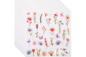 Manlyee Floral Paper Napkins 20 Pcs, Spring Wildflower Luncheon Dinner Napkins, 2 Ply Disposable Cocktail Party Napkins for B