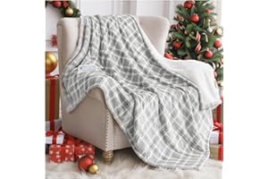 CEAMORFCO Heated Blanket Electric Throw, 50X60 Heating Throw with 8 Heating Levels & 8 Time Settings, Grey Plaid Washable Warm Soft Flannel Blanket Gift for Couch Bed Office, ETL Certified