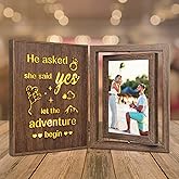 EYITUPC Light Up Engagement Picture Frame – Rotating Wooden Glowing Photo Frame for 2 4x6 Pictures – Fiance Newly Engaged Engagement Gifts for Couples Women Her - Bachelorette Gifts for Bride to Be