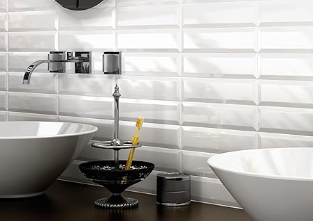 Weisse Metro Fliesen London Mit Facette Glanzende Metro Wandfliesen Ideal Fur Kuche Oder Bad Masse Der Metro Kacheln 7 5 X 30 Cm 0 5m 22 Fliesen Amazon De Baumarkt