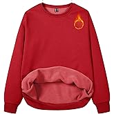 MAGCOMSEN Women's Fleece Lined Sweatshirt Crewneck Cotton Pullover Fall Winter Casual Long Sleeve Warm Soft Tops