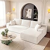 GRUSIGN Cloud Sectional Boneless Couches for Living Room, Modular L Shaped Couch with Deep Seat Oversized Right Facing Chaise, Memory Foam Compressed Spineless 3 Seater Sofa for Apartment, Beige