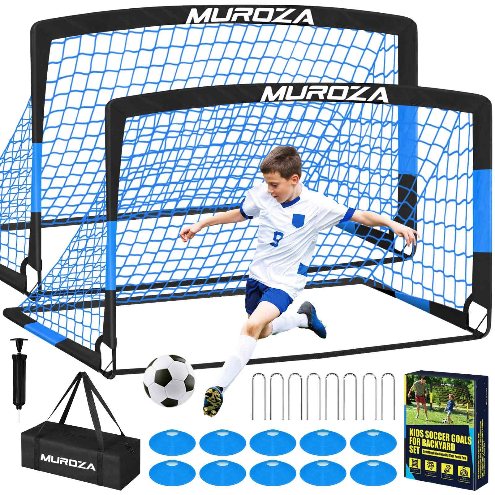 Soccer Goal, Kids Soccer Goals for Backyard Set, 2 Pack of Portable Pop Up Soccer Net with Soccer Ball, Agility Ladder, Cones, Complete Training Equipment for Youth, Toddler Outdoor Sports Games Image