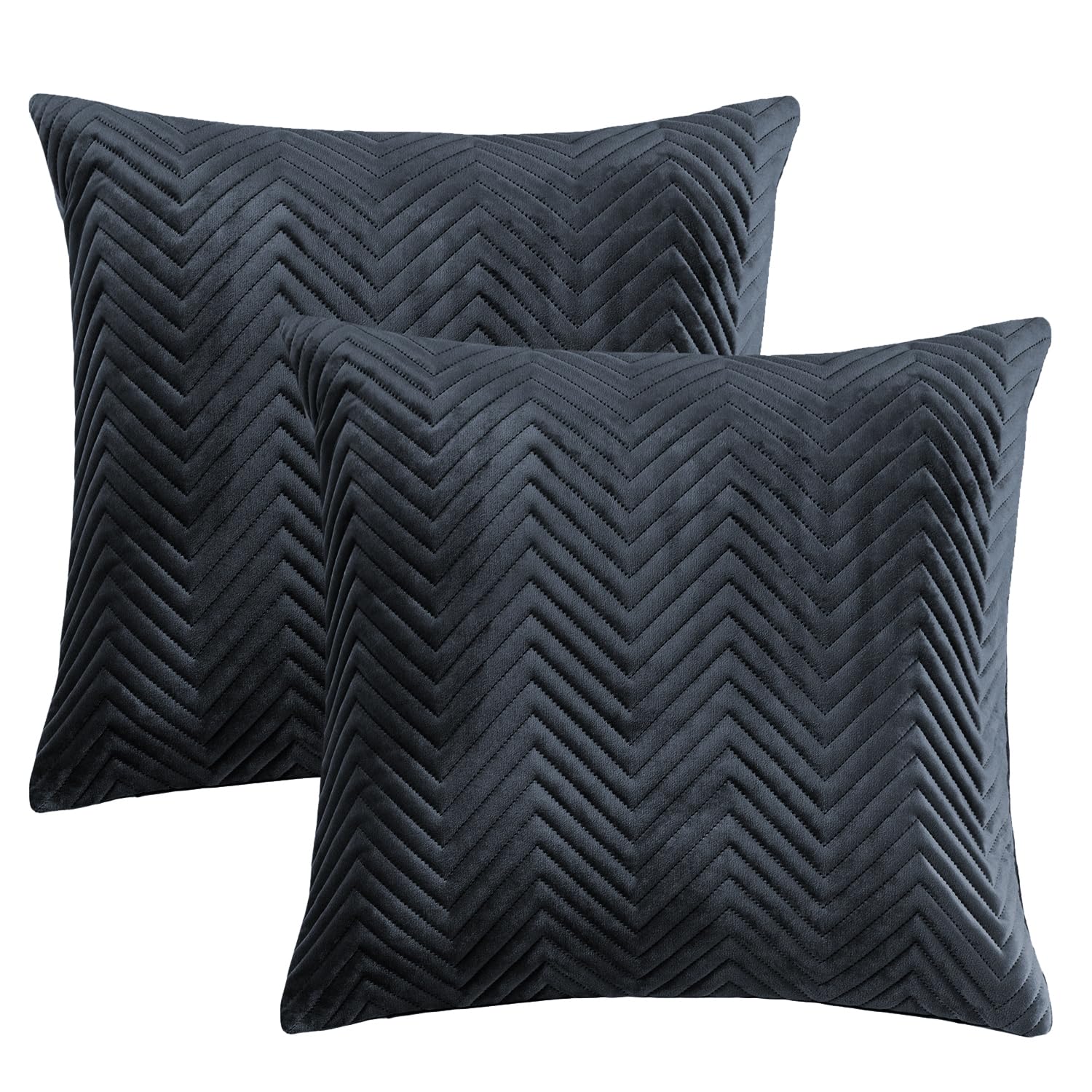 BedLooms Premium Black Velvet Cushion Covers Set of 2 (45x45 cm / 18x18 Inch) – Soft Ultrasonic Stitch, Hidden Zipper, Luxury Decorative Throw Pillow Cases for Sofa, Couch & Living Room