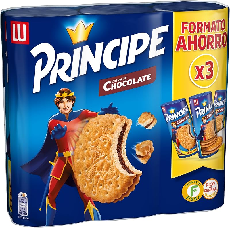 Biscoitos sanduíche príncipe original recheados com creme de chocolate ao leite pacote poupança 3 x 300g — foto 2 de 8