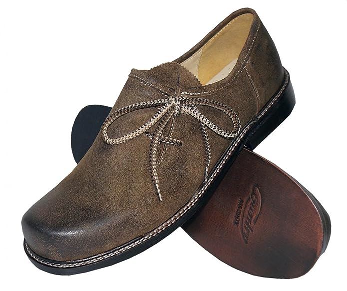 Trachtenschuhe Herren Haferlschuhe Trachten-Schuhe Leder braun antik Ledersohle Schnürschuhe Tanzschuhe Lederschuhe Glatte So