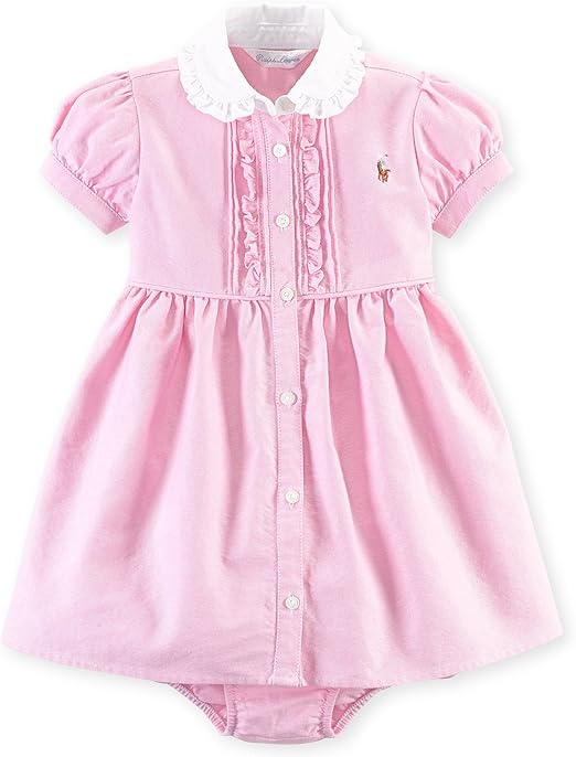 Amazon Co Jp 並行輸入 Ralph Lauren ラルフローレン ベビー女の子 半袖ボタンシャツワンピース ブルマ付き オックスフォードシャツワンピ 24ｍ 90 95サイズ 服 ファッション小物