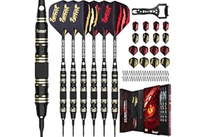 IgnatGames Premium Soft Tip Darts – 6/12 Pack Brass Barrels with Aluminum Shafts, 16 GlideXPro Flight Set, Tool Kit, Giftable Case & 100 Extra Tips