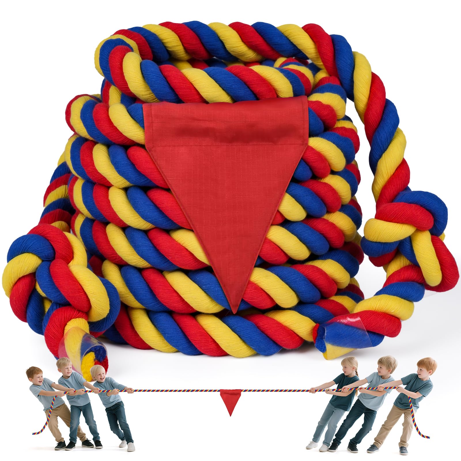 Photo 1 of X XBEN Field Day Tug of War Rope for Kids and Adults 100FT, Family Reunion Birthday Party Games, Summer Outside Lawn Games, Camping Picnic Carnival Games, Perfect for Team Building Activities