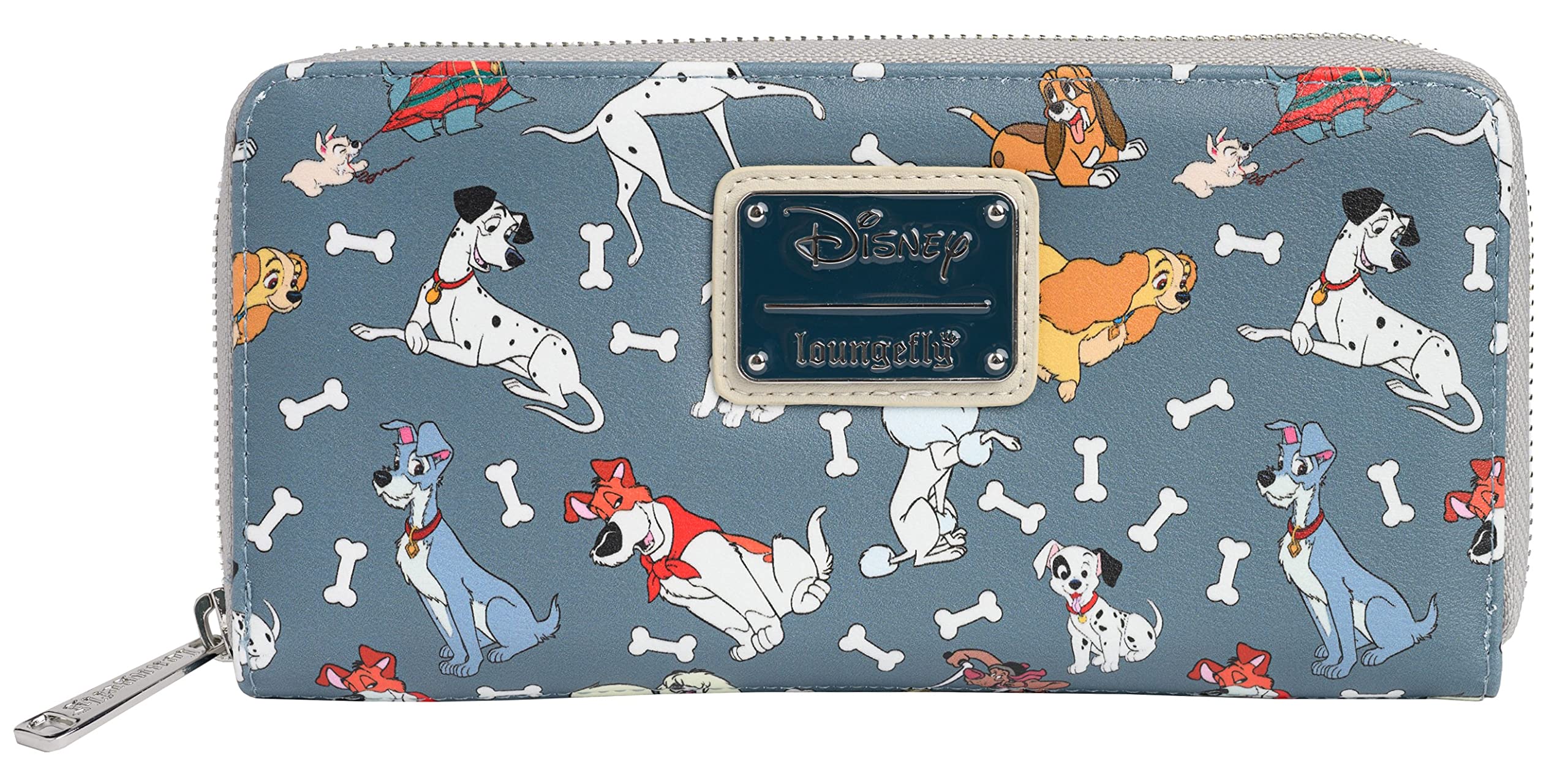 Loungefly Disney Dogs Wallet Zip Around Clutch Faux Leather, Grey, One Size, Zippered Wallet