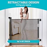 PetHot Retractable Stair Gate 55/140cm Wide 33in Tall One Handed Operation Black view 2