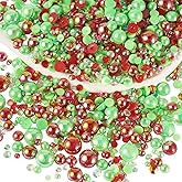 Beadthoven 100G Mixed Pearls and Rhinestones for Crafts, 3-9mm Mix Lime Half Round Flatback Pearls Resin Rhinestone Cabochons Gems for Nail Art Shoes Bedazzling Face Makeup Jewelry DIY Decorations