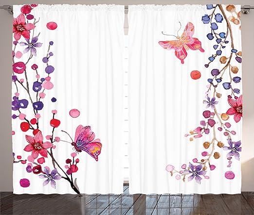Amazon Com Ambesonne Bedroom Curtains Butterflies Decorations