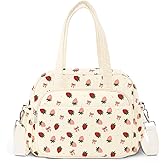 WOBAGMEN Lunch Box for Women,Insulated strawberry Corduroy Lunch Tote Cute Lunch bag with Shoulder Strap, Multiple Pockets, Adult Teacher Nurse Bento Lunch Box for Women for work Picnic