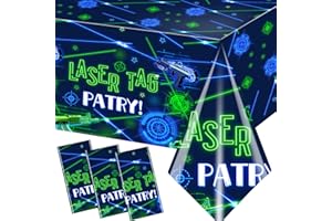 Dydamud Laser Tag Party Tablecloth,Nerf Guns Party Supplies 3Pcs Virtual Laser Tag Table Cover Disposable for Laser Game Themed Boys Birthday, Neon Birthday Party Decorations