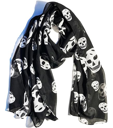 Landisun Skull Scarf Soft Shawl Elegant Camel and Black at Amazon