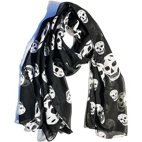 Landisun Skull Scarf Soft Shawl Elegant Camel and Black at Amazon