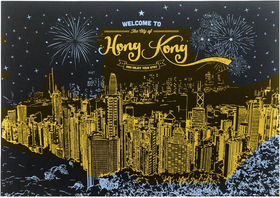 ArtJoy Night View Scratch Paper HongKong 11.22x15.4inch Black