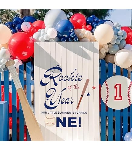 Baseball Theme First Birthday Arch Decals - Rookie Of The Year Backdrop Stickers For Baby Boy - View #2