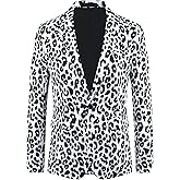 Lars Amadeus Animal Printed Blazers for Men's Peak Lapel One Button Slim Fit Party Tuxedo Sports Coats