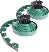 VOUNOT Lawn Edging 20m 5cm High Green with 60 Pegs Flexible Plastic Border