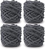 TSLBW Knitting Wool Yarn 4 x 100g Soft Multi Coloured Chunky Velvet Feel