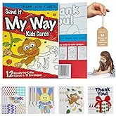 12 Color-In Birthday or Thank You Variety Packs - SEND IT MY WAY KIDS CARDS