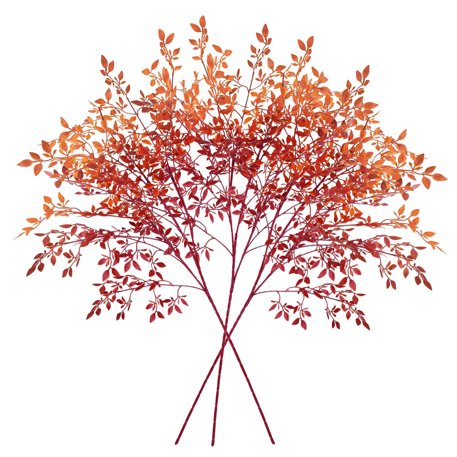 Photo 1 of 3Pcs 43.3in Artificial Fall Branches, Fake Ficus Twig Plants with Leaves for Thanksgiving Autumn Home Office Wedding Vase Filler Table Centerpiece Fireplace Decor