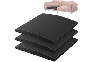 moonoom 22"x22" Couch Cushion Support, Black Sofa Cushion Sagging Repair, Curved High Density Foam Replacement for Furniture Sagging Seat Sectional Loveseat Chair (3 Pcs)