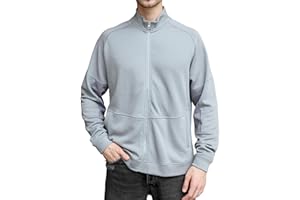 LEADHALO Full Zip Men’s Merino Wool Jackets & Coats for Running Track, Warm Jackets for Men, Mens Zip Up Sweatshirt No Hood