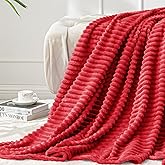 BEDELITE Fleece Throw Blanket for Couch – 3D Ribbed Jacquard Soft and Warm Decorative Fuzzy Blanket – Cozy, Fluffy, Plush Lightweight Red Throw Blankets for Bed, Sofa, 50x60 inches
