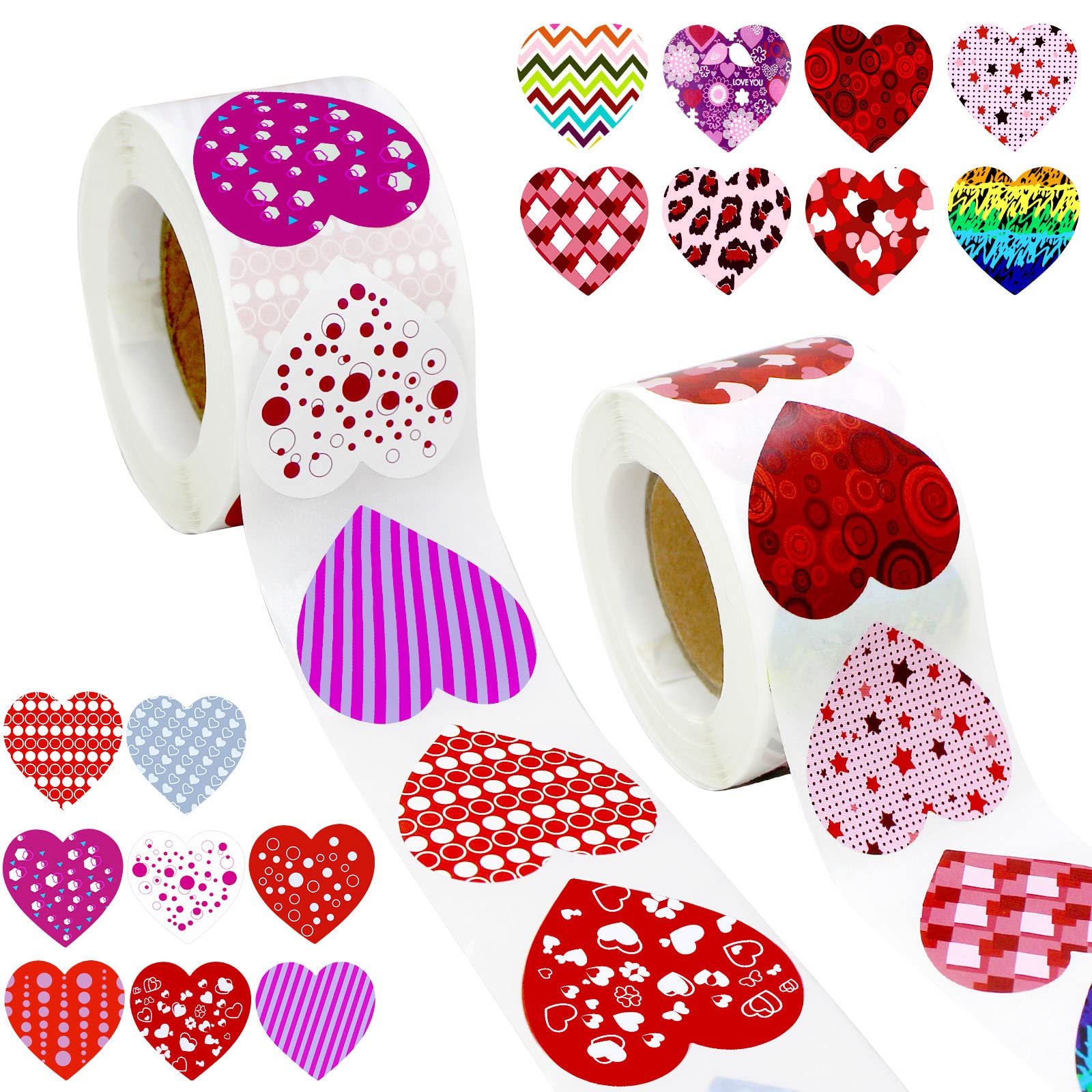 Photo 1 of 1000 Pcs Valentine's Day Heart Stickers Valentine's Stickers Love Decorative Sticker for Valentine's Day or Wedding Decorations