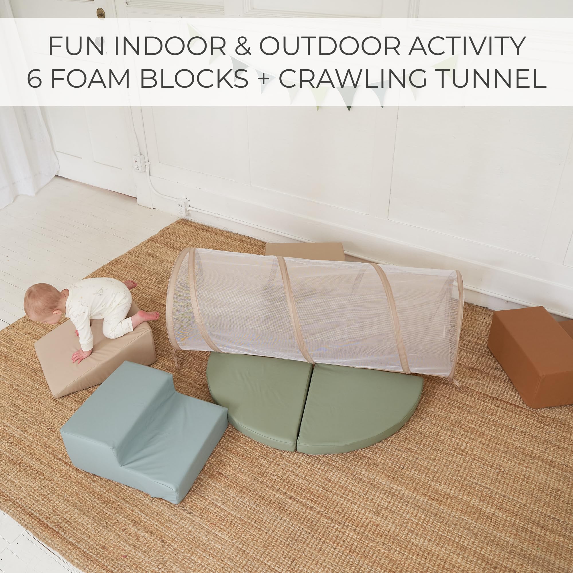 ZICOTO Fun Climbing Toy Set for Toddlers Aged 1-3 - Incl. Crawl Through Tunnel & PU-Leather Climbing Blocks for Unlimited Indoor Fun - Perfect Foam Play Gym for Baby/Kids to Safely Learn New Skills