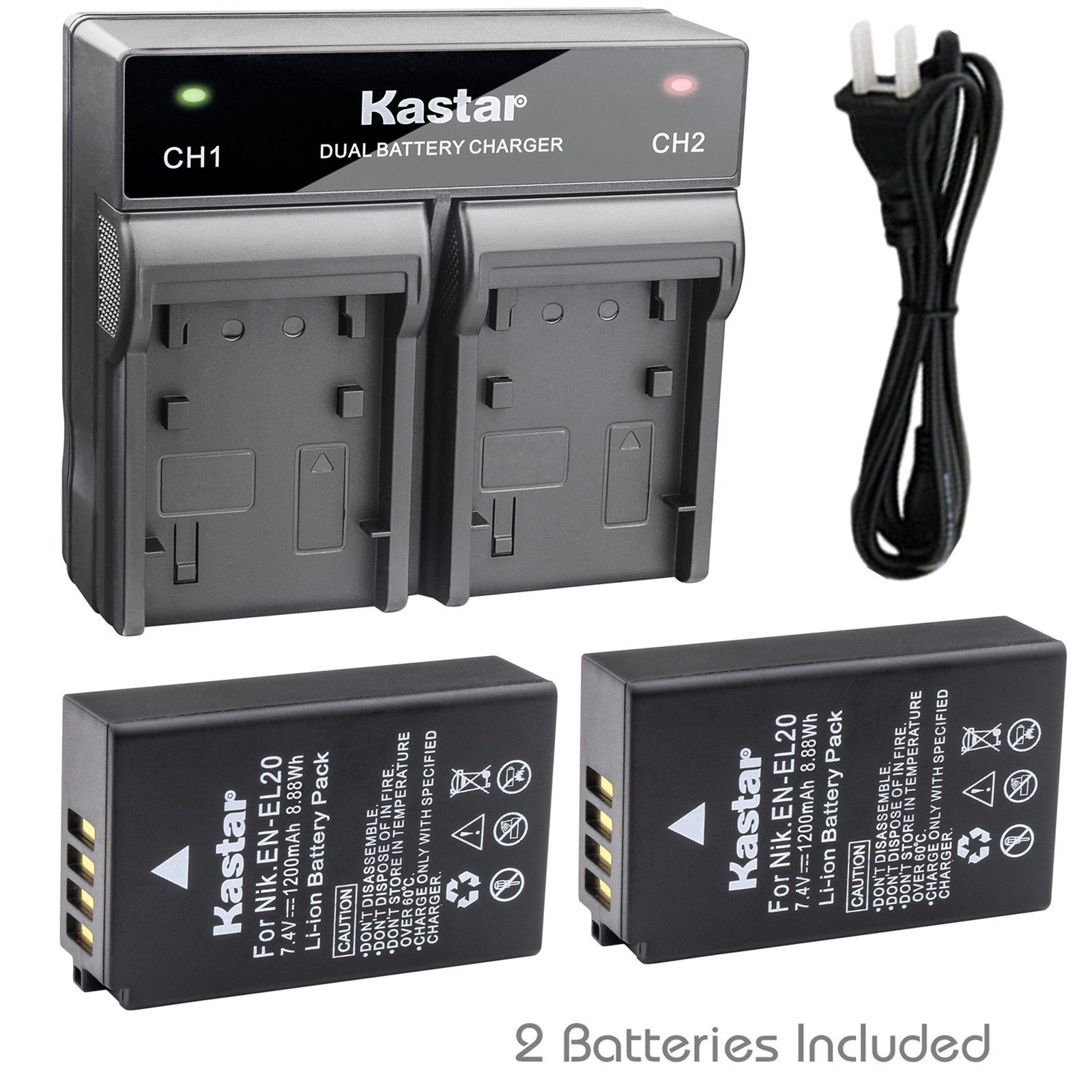 Kastar Battery LZD2 USB Charger for Nikon EN-EL20 MH-27 & Nikon Coolpix