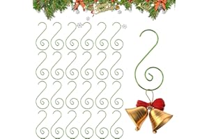 CHFFCUH Ornament Hooks, Green Christmas Ornament Hangers, 100 Pcs Christmas Ornament Hooks, Christmas Tree Hooks for Ornaments, Christmas Tree Decoration Hangers for Xmas Tree Xmas Balls Party Decorations