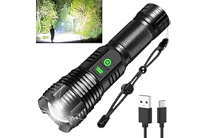 NORTHLET Rechargeable Flashlights High Lumens, 100000 Lumen Super Bright Led Tactical Flashlight High Power Waterproof Dual Button/Dual Interface With 5 Modes Flashlight Suitable For Various Scenarios