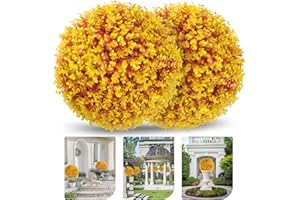 DANF FLAG DANF 2 Pack Boxwood Balls 16 Inch, Artificial Plant Topiary Ball 8 Layers Leaves, Faux Round Boxwood Plants for Patio Backyard Garden Wedding Party Decor (Yellow)