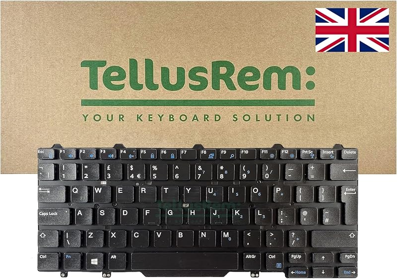TellusRem UK Non-Backlit Keyboard for Dell Latitude E5450 E7450 E7470