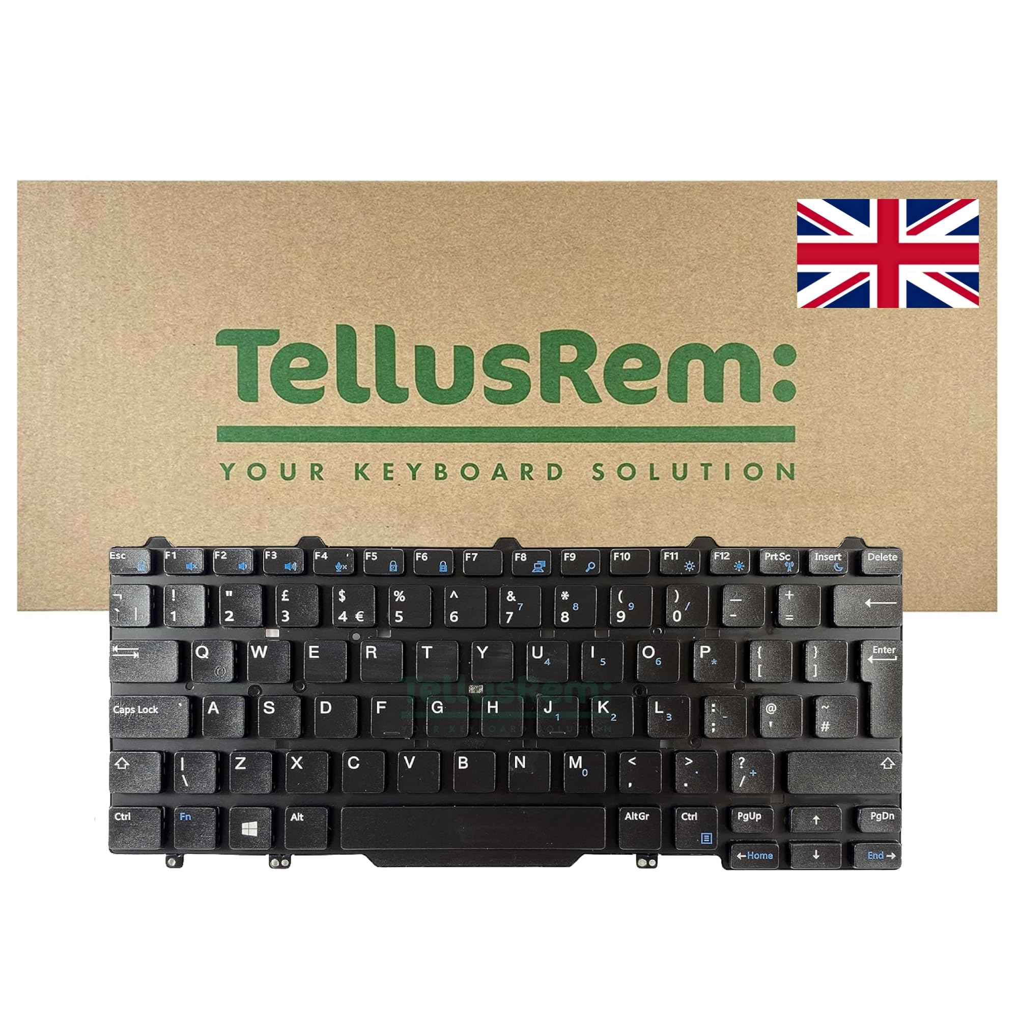 TellusRem Replacement UK Non-Backlit Keyboard for Dell Latitude E5450, E7450, E7470