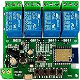 Tuya 4CH Smart Life WiFi Momentary Inching Relay Self-Locking Switch Module,DC/AC 7-32V/USB 5V WiFi RF Bluetooth Relay, Compa
