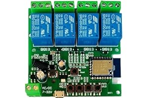 HUACAOE Tuya 4CH Smart Life WiFi Momentary Inching Relay Self-Locking Switch Module,DC/AC 7-32V/USB 5V WiFi RF Bluetooth Relay, Compatible with Alexa Goolge Home