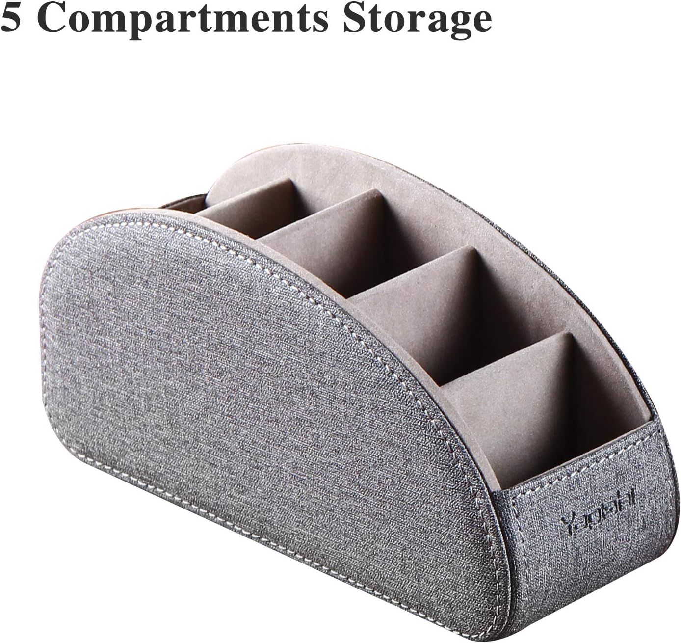 TV Remote Control Holder with 5 Compartments, Pu Leather Remote Caddy/Box/Tray Bedside Table Desk Storage Organizer for DVD, Blu-Ray, Media Player, Heater Controllers and Cosmetics Office Supplies : Office Products