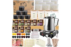 FAIRYELF Complete Candle Making Kit with Wax Melter, DIY Candle Craft Tools for Adults, Candle Art & Craft Kit Candle Making Supplies with Melting Pot, Soy Wax, Dyes Etc - Starter Candle Making Kit