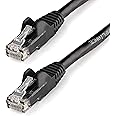 StarTech.com 12ft CAT6 Ethernet Cable - Black CAT 6 Gigabit Ethernet Wire -650MHz 100W PoE RJ45 UTP Network/Patch Cord Snagless w/Strain Relief Fluke Tested/Wiring is UL Certified/TIA (N6PATCH12BK)