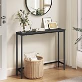 VASAGLE 31.5" Console Table, Narrow Behind Couch Table, 1 Tier | BARNET Collection, One Piece Top, Steel Frame, for Entryway, Living Room, Modern, Charcoal Gray and Ink Black ULNT035BA01S