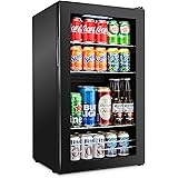 Ivation 126 Can Beverage Refrigerator | Freestanding Ultra Cool Mini Drink Fridge | Beer, Cocktails, Soda, Juice Cooler for H